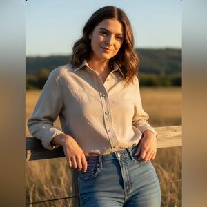 Tan Western Style Women's Top